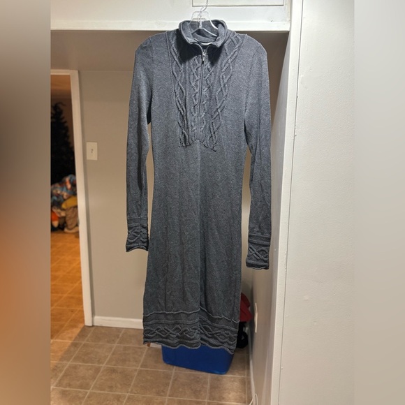 Athleta Sawtooth Gray Cable Knit Long Sleeve Dress Size Small - Picture 7 of 9